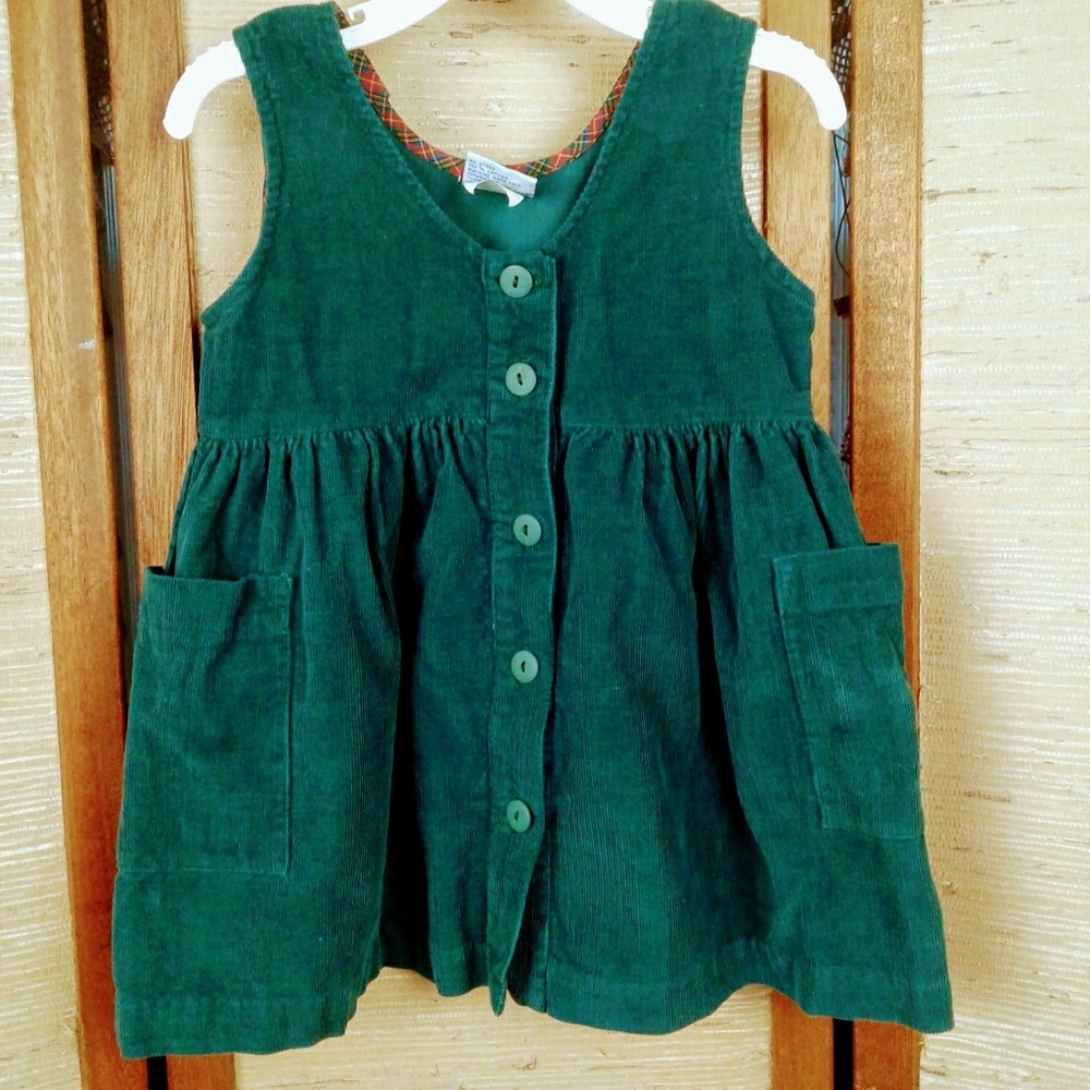 Samara corduroy jumper dress green 3T